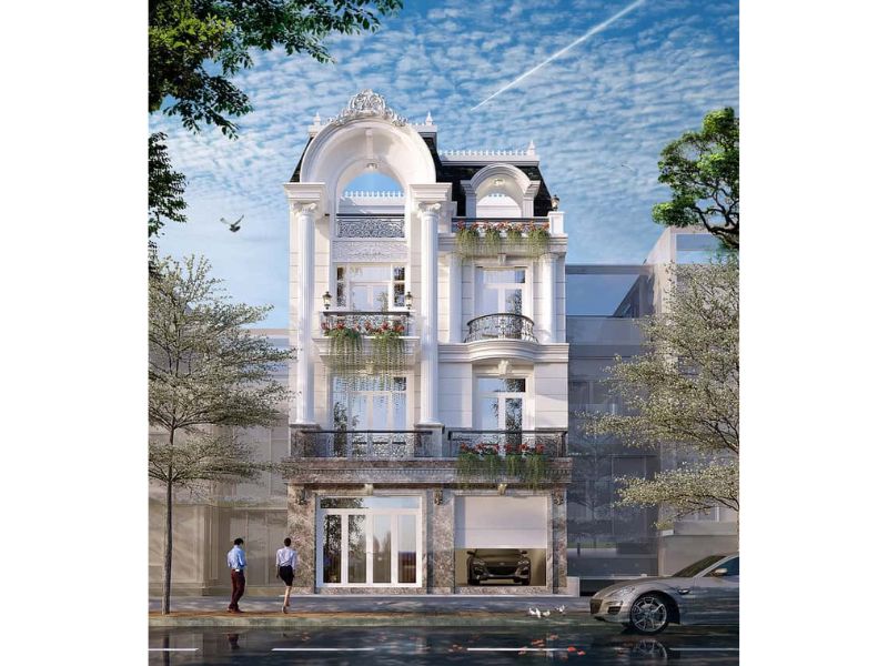 Thiết kế nhà 3 tầng 7x12m tân cổ điển kết hợp mái Mansard bề thế và sang trọng 