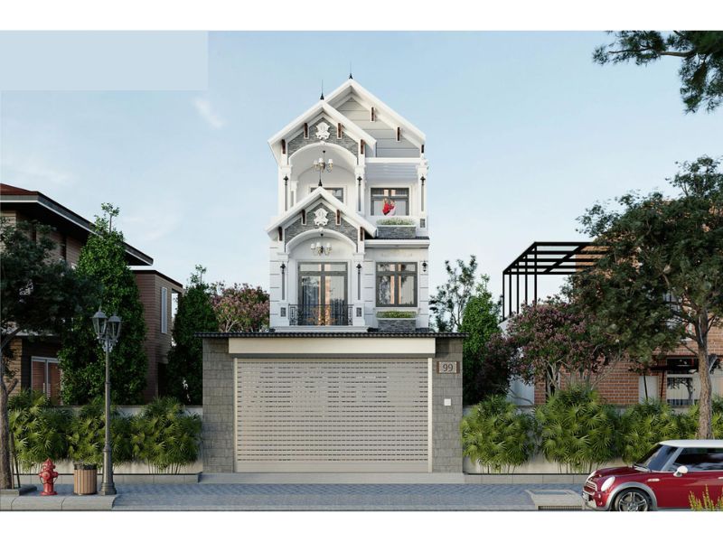 Ý tưởng thiết kế mẫu nhà 3 tầng ngang 7m dài 12m mái Thái tân cổ nhẹ nhàng, thanh lịch 