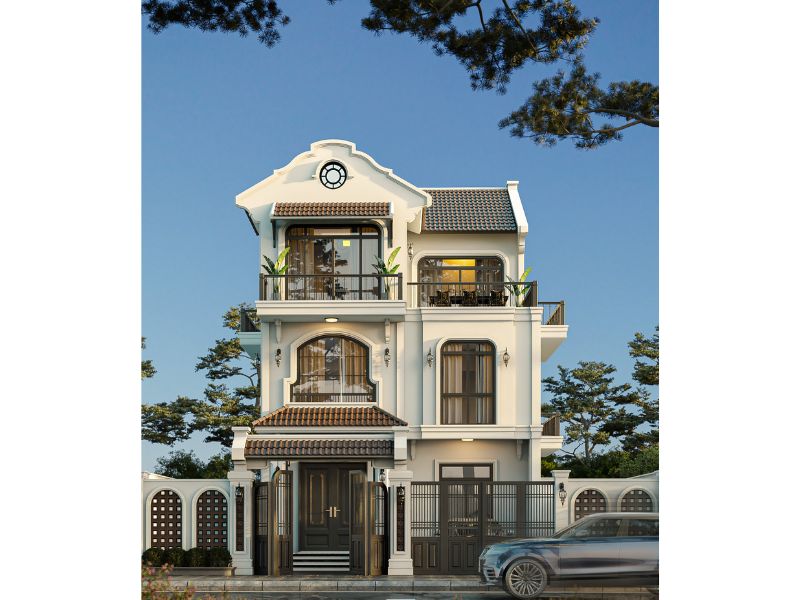 Thiết kế mẫu nhà 3 tầng 7x12m phong cách indochine 