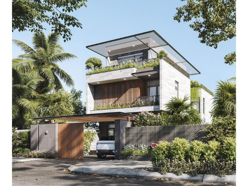 Nhà phố 3 tầng hiện đại, gần gũi thiên nhiên 