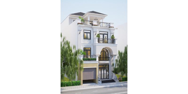 Nhà  4 tầng mặt tiền rộng 8m có gara ngay bên cạnh