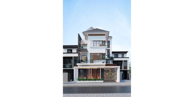 Biệt thự 4 tầng mái Nhật hiện đại