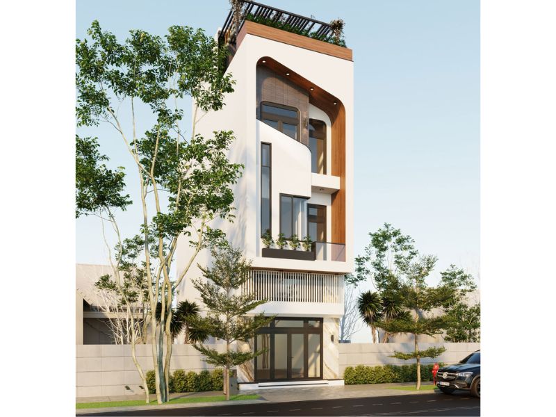 Tham khảo cách thiết kế mặt tiền nhà 3 tầng 4x25m ấn tượng 