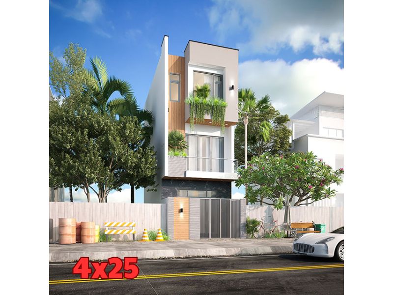 Thiết kế nhà 3 tầng 4x25m phong cách hiện đại 
