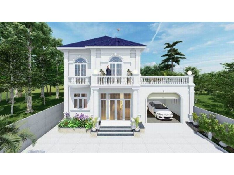 Nhà 2 tầng mặt tiền 8m có thiết kế thêm gara ô tô