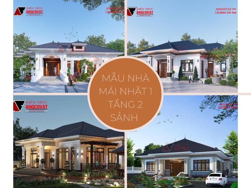 Cách bố trí công năng nhà 1 tầng mái nhật có 2 sảnh