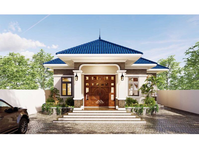 Một vài ưu điểm nổi bật của mẫu nhà 1 tầng mái nhật 2 sảnh