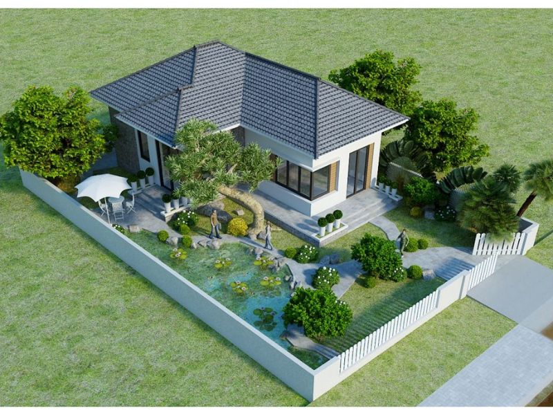 Khung cảnh nhà vườn 10x12m hiện lên thơ mộng, tràn đầy sức sống 