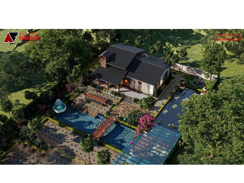 Kết hợp hài hòa giữa kiến trúc và thiên nhiên tạo nên tổng thể kiến trúc nhà vườn ngang 10m hài hòa, bền vững theo thời gian 