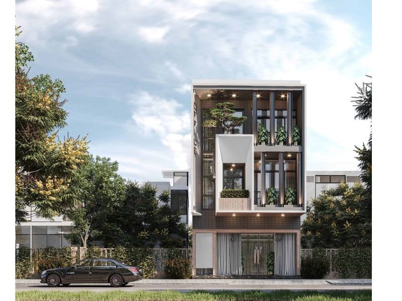 Thiết kế nhà ngang 10m bố trí tầng 1 là không gian kinh doanh độc lập 