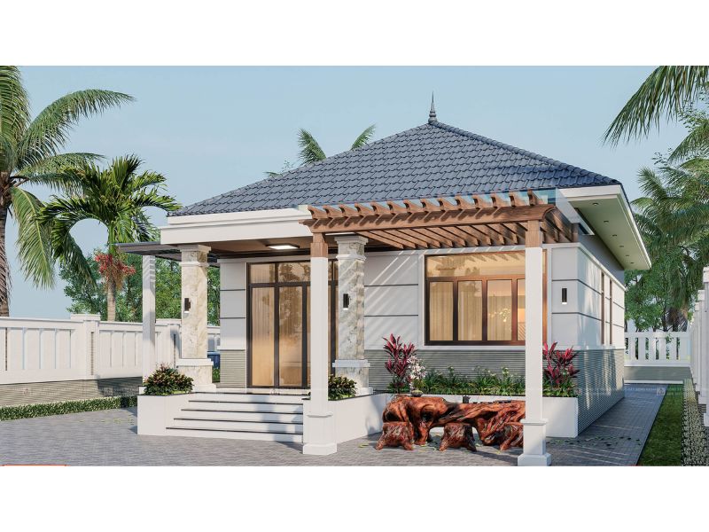 Nhà 1 tầng ngang 10m đẹp đáng xây ở quê 