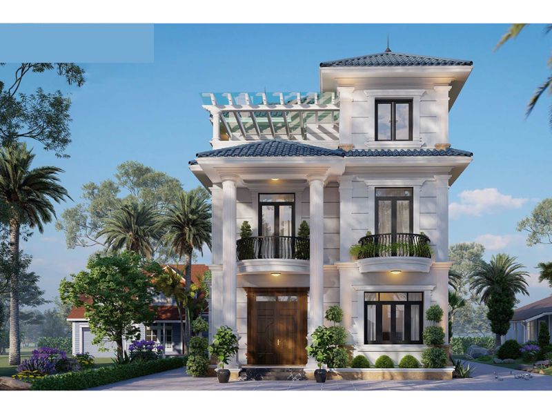 Hệ trụ cột sử dụng trong mẫu nhà ngang 10m tăng sự khang trang và bề thế 