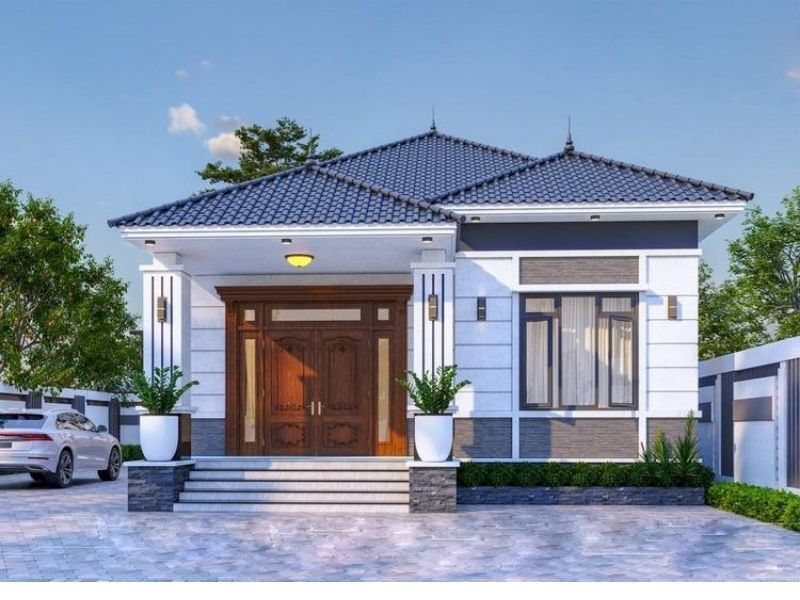 Thiết kế nhà cấp 4 ngang 10m tân cổ nhẹ nhàng, thanh lịch