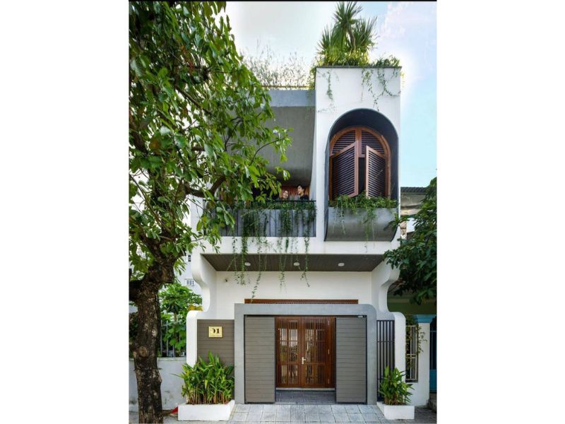 Kiến trúc nhà phố 2 tầng mái bằng 60m2