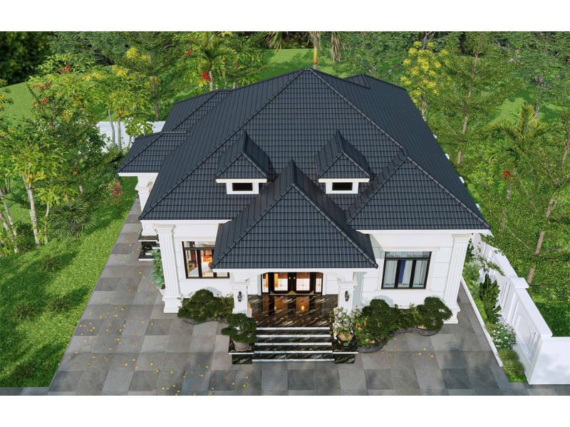 Vẻ đẹp sang trọng, thanh lịch trong mẫu biệt thự vườn 1 tầng tân cổ điển 