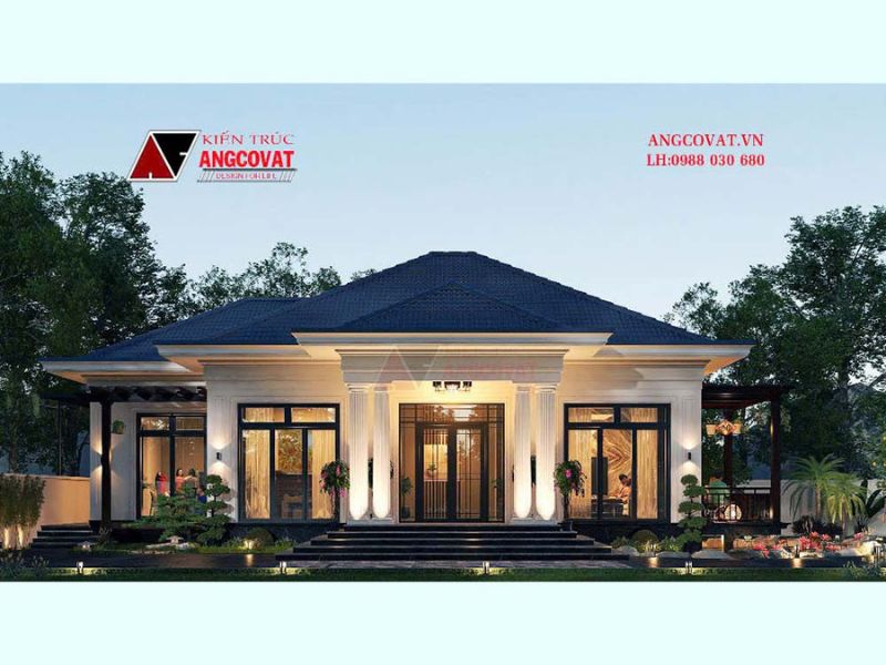 Mặt tiền công trình nhà 1 tầng 4 ngủ 220m2