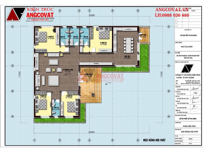 Mặt bằng công năng nhà 1 tầng 220m2