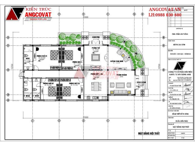 Mặt bằng nhà 230m2 có 4 phòng ngủ mái Nhật