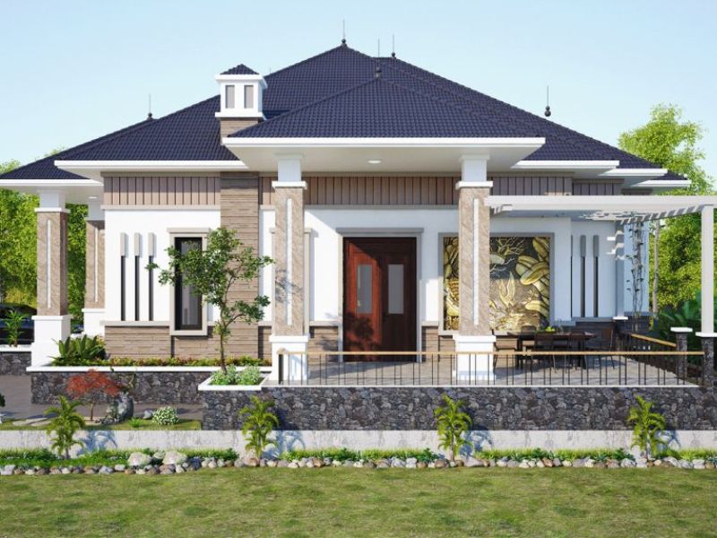Mặt tiền nhà 1 tầng 250m2 bề thế 4 phòng ngủ