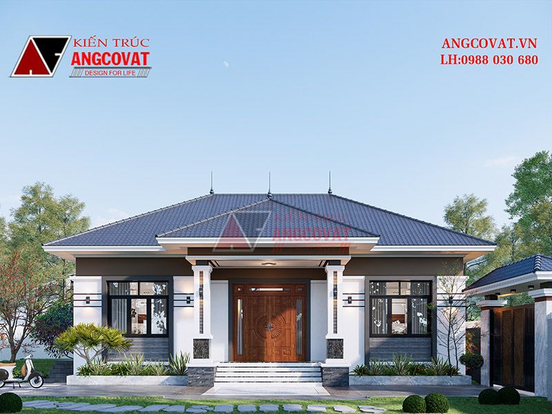 Mặt tiền ngoại thất nhà 1 tầng 130m2 mái Nhật