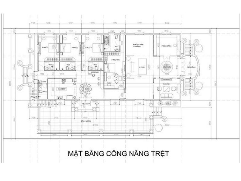 Mặt bằng công trình 160m2 1 tầng mái Nhật