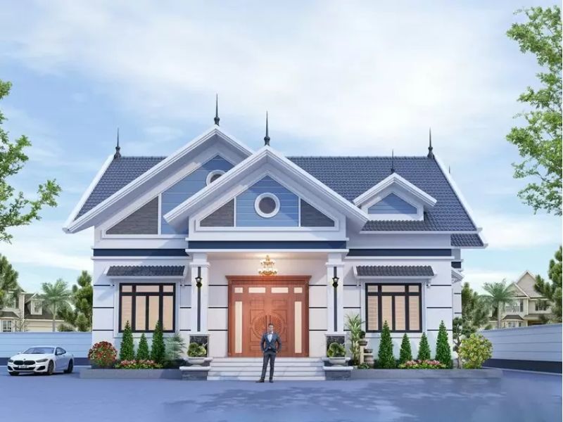 Chia sẻ phối cảnh 3D nhà cấp 4 mái Thái vuông 11m