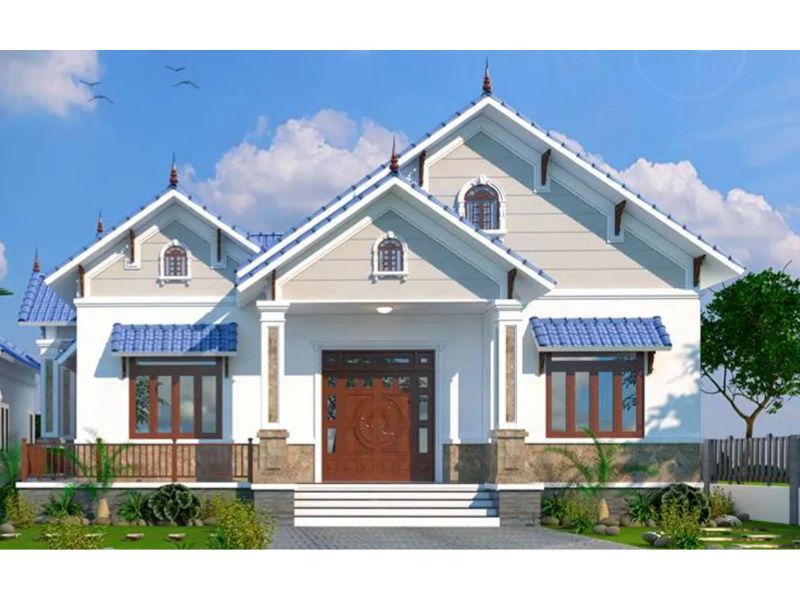 Xây nhà cấp 4 đẹp 11x11m mái Thái 2 mặt tiền thoáng đãng 