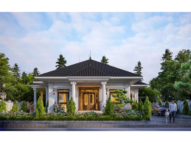 Nhà cấp 4 đẹp 11x11m mái Nhật tân cổ điển đẹp 
