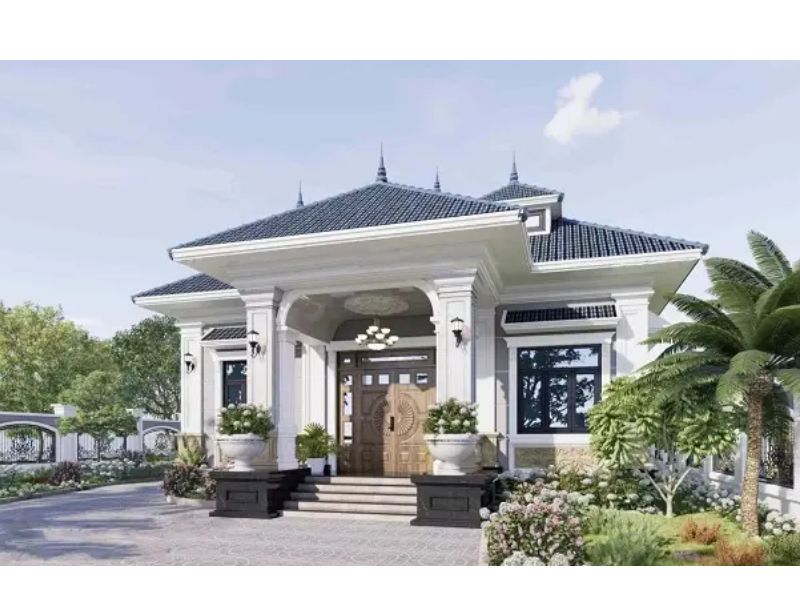 Mẫu nhà vườn cấp 4 đẹp 11x11m sang trọng 