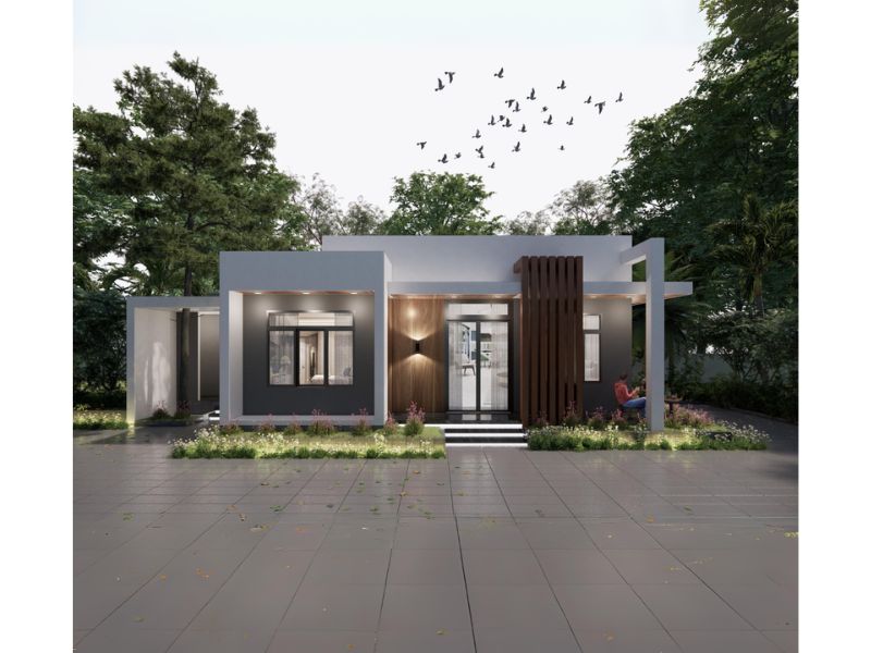 Nhà cấp 4 mái bằng 11x11m hiện đại 