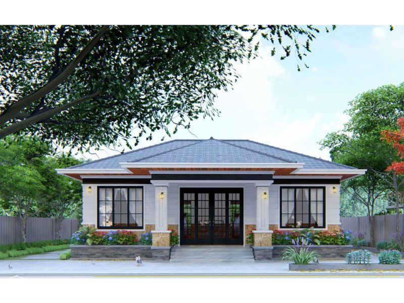 Tham khảo nhà cấp 4 đẹp 11x1m sử dụng cửa kính tối ưu ánh sáng 