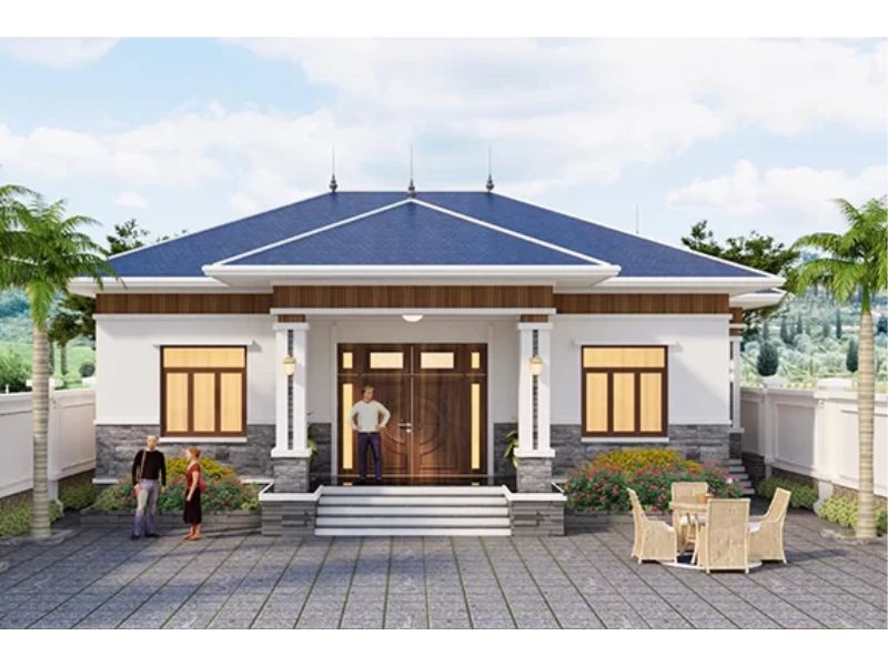 Mẫu nhà cấp 4 đăng đối đẹp kích thước 11x11m xây ở nông thôn