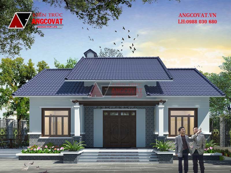 Thiết kế nhà cấp 4 vuông 11m đăng đối đẹp 