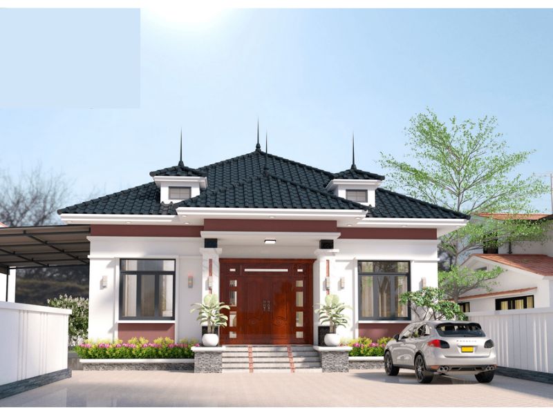 Xây nhà cấp 4 mái Nhật với gam màu thanh lịch 