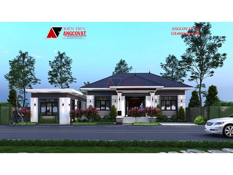 Mẫu nhà cấp 4 mái nhật 100m2 3 phòng ngủ