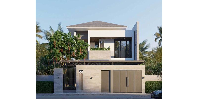 Nhà 2 tầng 50m2 mái nhật mặt tiền 10m