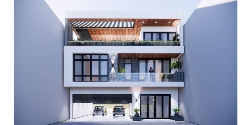 Kiến trúc nhà 3 tầng có mặt tiền rộng 10m