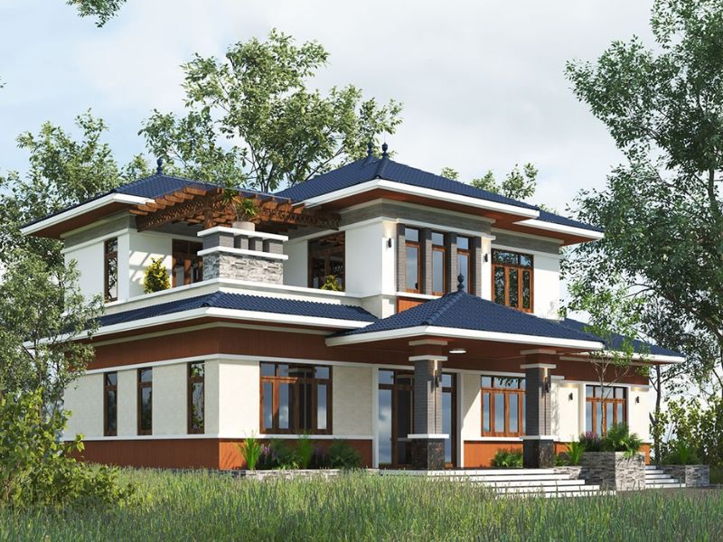 Biệt thự nhà vườn mái Nhật 2 tầng 300m2