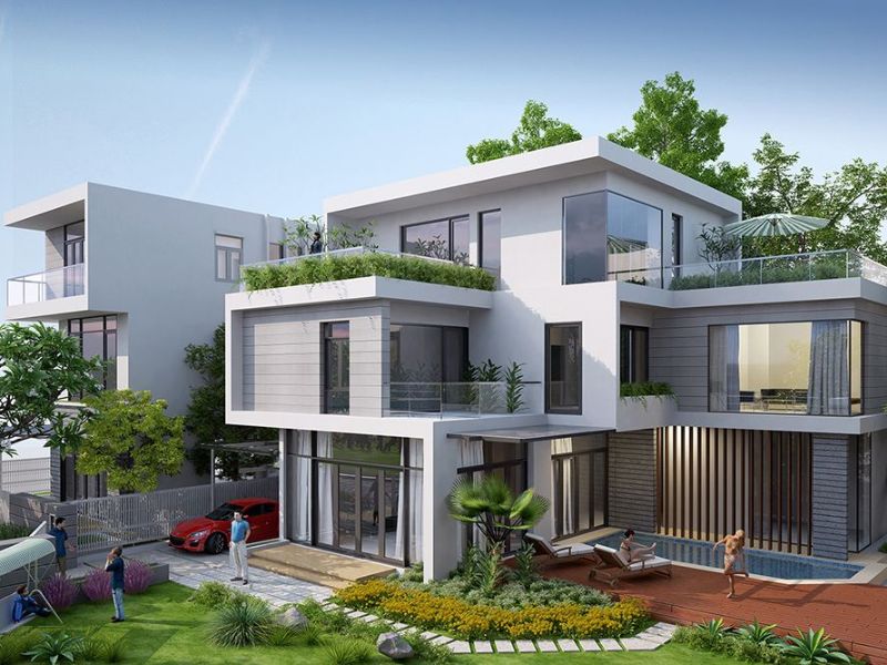 Nhà 2 tầng 1 tum chữ L độc đáo