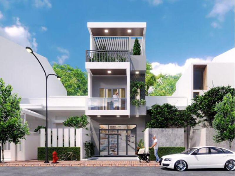 Nhà 2 tầng 1 tum hiện đại