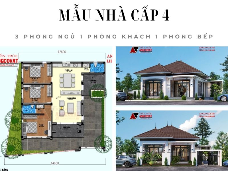 Những điểm nổi bật của mẫu nhà cấp 4 3 phòng ngủ 1 phòng khách