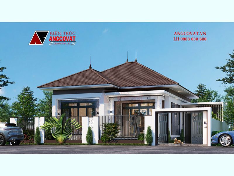 Mặt tiền nhà 1 tầng 120m2 mái Nhật