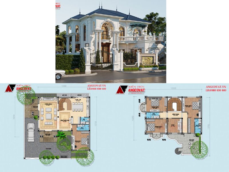 Công trình nhà 2 tầng tân cổ điển mái Nhật 2 tỷ
