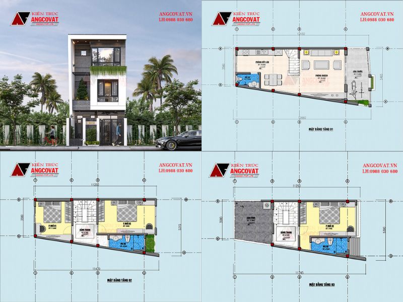 Công trình nhà ống 5x12m 3 tầng 2 tỷ