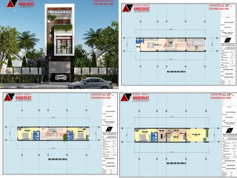 Nhà ống 3 tầng có gara tích hợp công năng