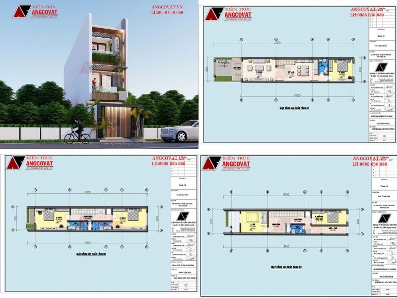 Nhà 3 tầng hiện đại tạo hình độc đáo