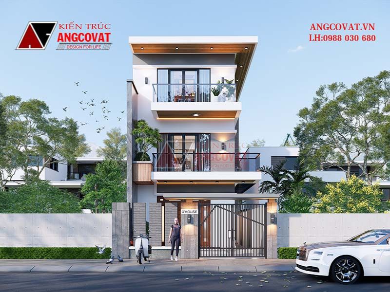 Kiến trúc nhà 3 tầng hiện đại 100m2 có thang máy