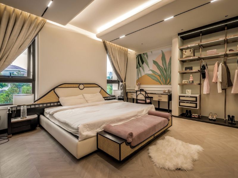 Phòng ngủ master thiên về sắc màu hiện đại, tối giản nhằm hướng đến giá trị tinh thần người sử dụng