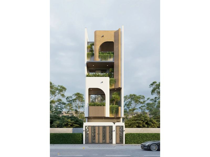 Kiến trúc nhà 5 tầng tạo hình độc đáo