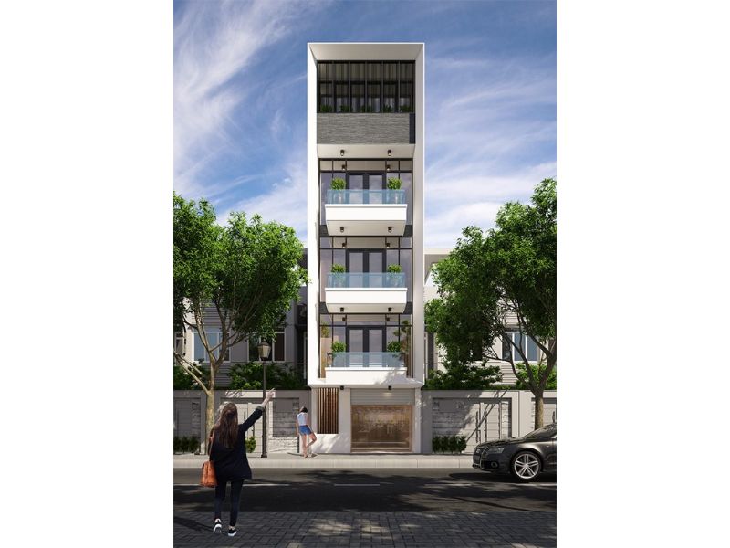 Ngoại thất nhà 5x17m tối giản, tối ưu chi phí 